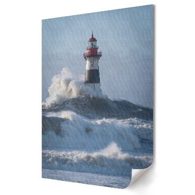 Plakat na materiale polycanvas Latarnia morska w burzliwym morzu
