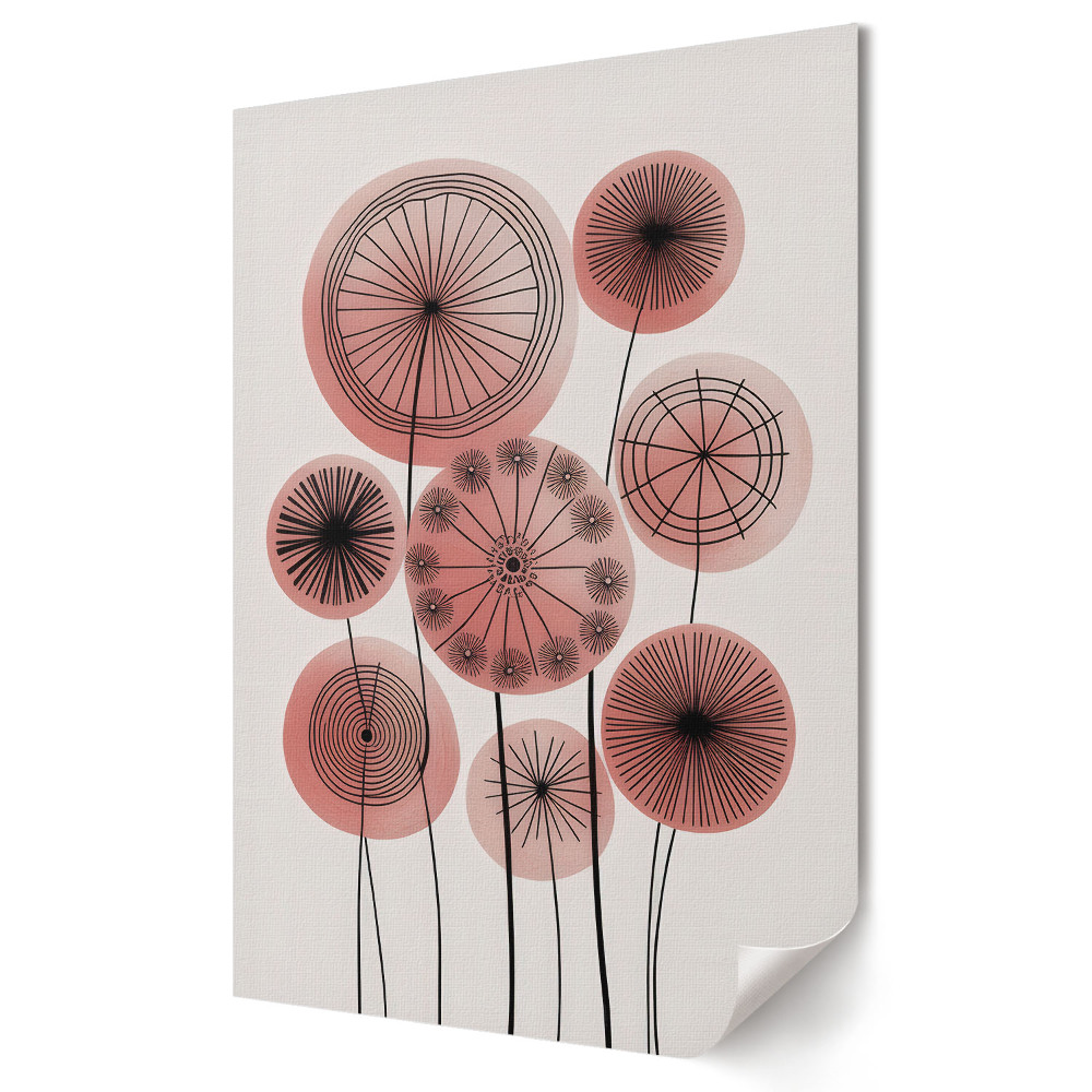 Plakat na materiale polycanvas Abstrakcyjne kwiaty w odcieniach różu