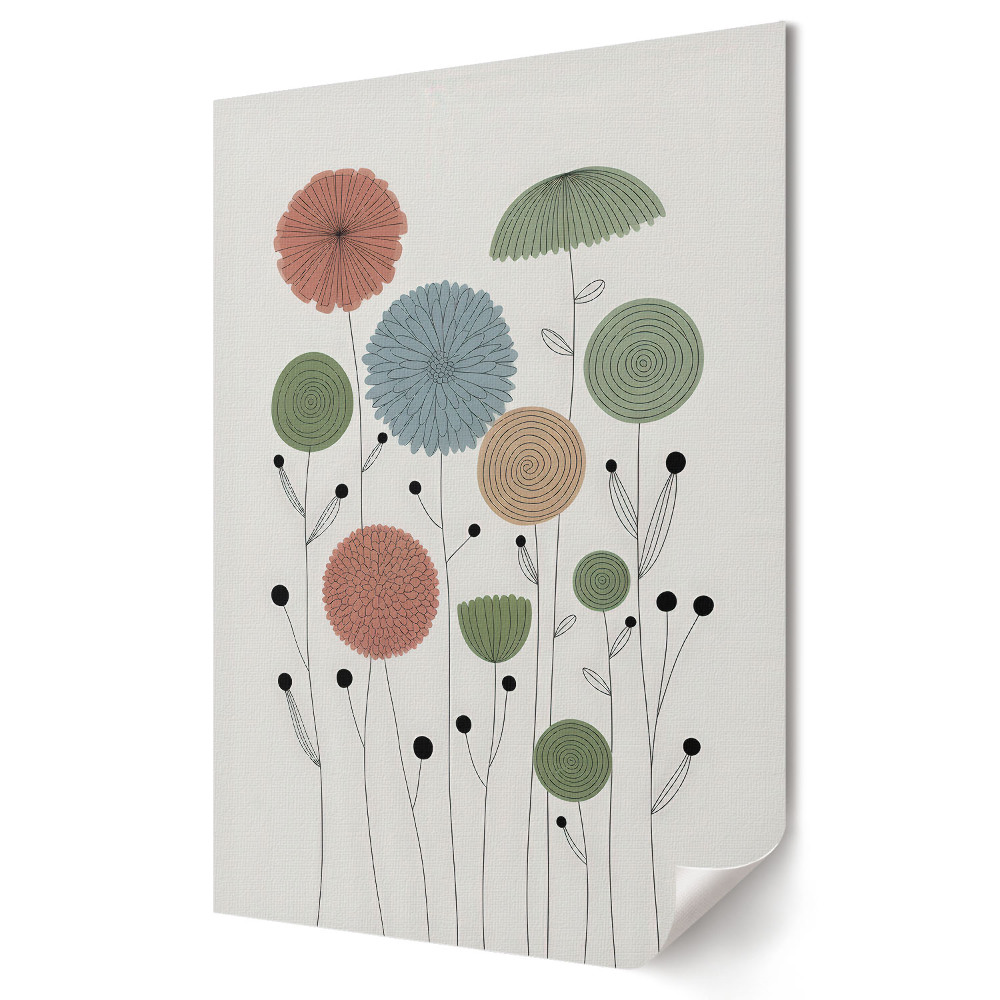 Plakat na materiale polycanvas z kwiatowym wzorem w pastelowych kolorach