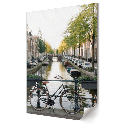 Grafika ścienna na płótnie Urokliwy kanał w Amsterdamie z rowerem