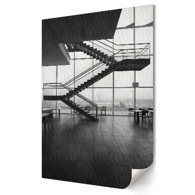 Nowoczesny plakat dekoracyjny Nowoczesna klatka schodowa w monochromie