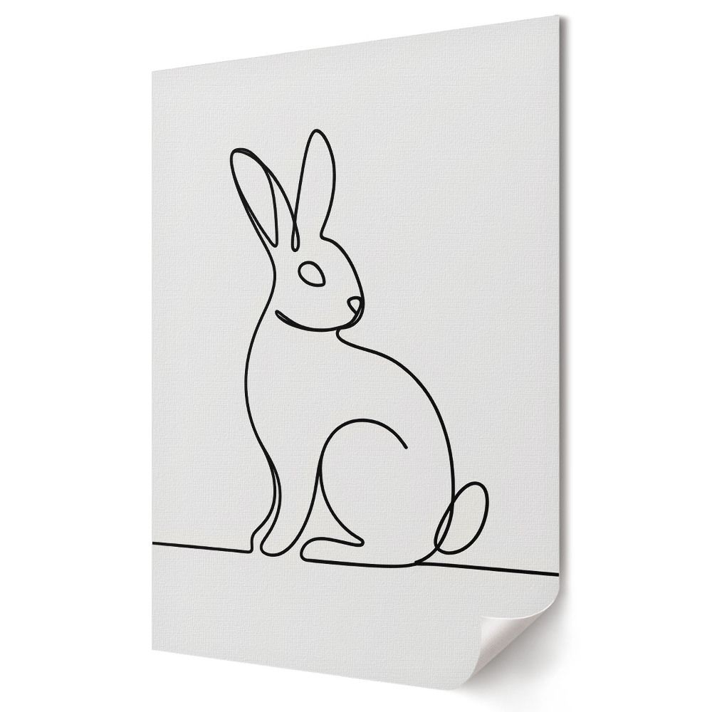 Nowoczesny plakat dekoracyjny z minimalistycznym zarysem królika w linii