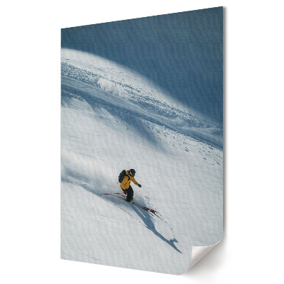Plakat na materiale polycanvas Zimowe szaleństwo na stoku górskim