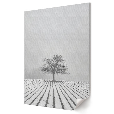 Plakat na materiale polycanvas Pusty krajobraz w zimowej szarości