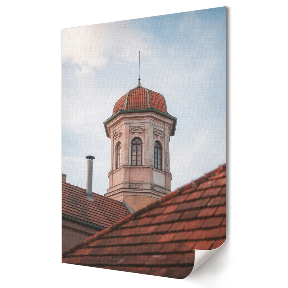 Stylowy plakat na ścianę Zabytkowa wieża nad dachami miasta