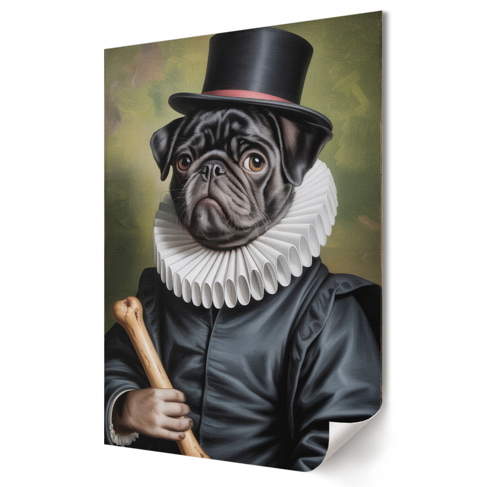 Nowoczesny plakat dekoracyjny Pies w eleganckim stroju z epoki