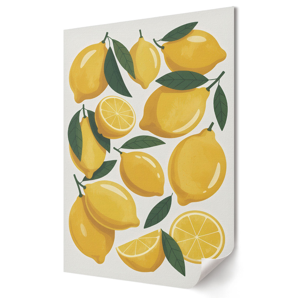 Plakat na materiale polycanvas Świeże cytryny w kolorowej kompozycji