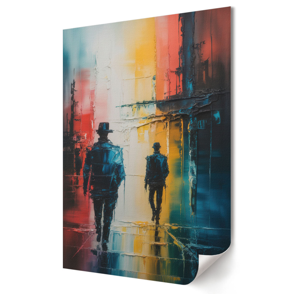 Plakat na materiale polycanvas Tajemniczy spacer w miejskim krajobrazie
