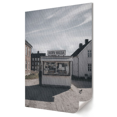 Stylowy plakat na ścianę z grafiką kiosku z hot dogami w mieście