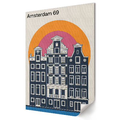 Stylowy plakat na ścianę Amsterdamskie Kamienice w stylu retro
