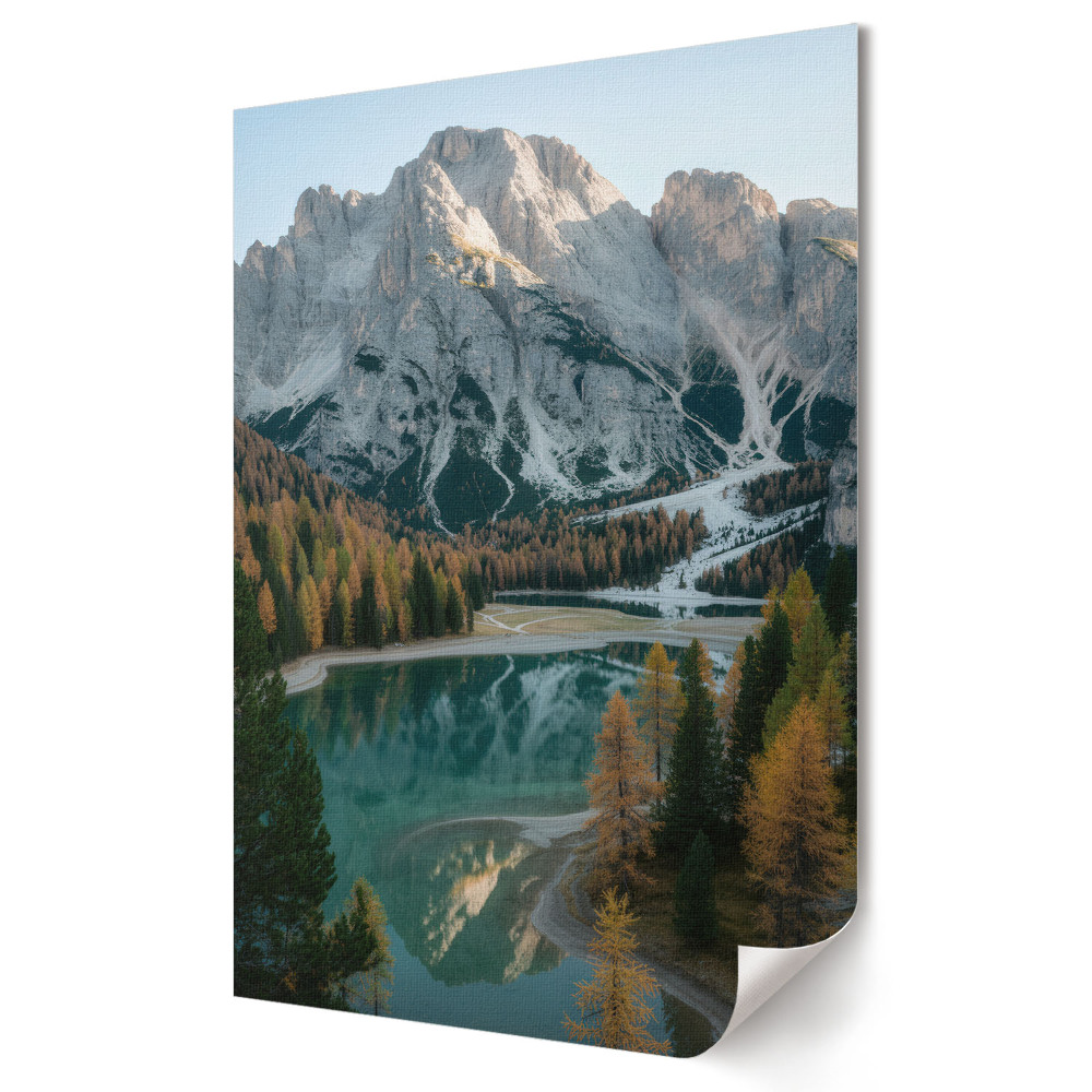Plakat na materiale polycanvas Górski krajobraz z odbiciem w wodzie
