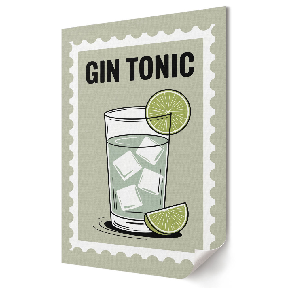 Plakat na materiale polycanvas Orzeźwiający gin z limonką