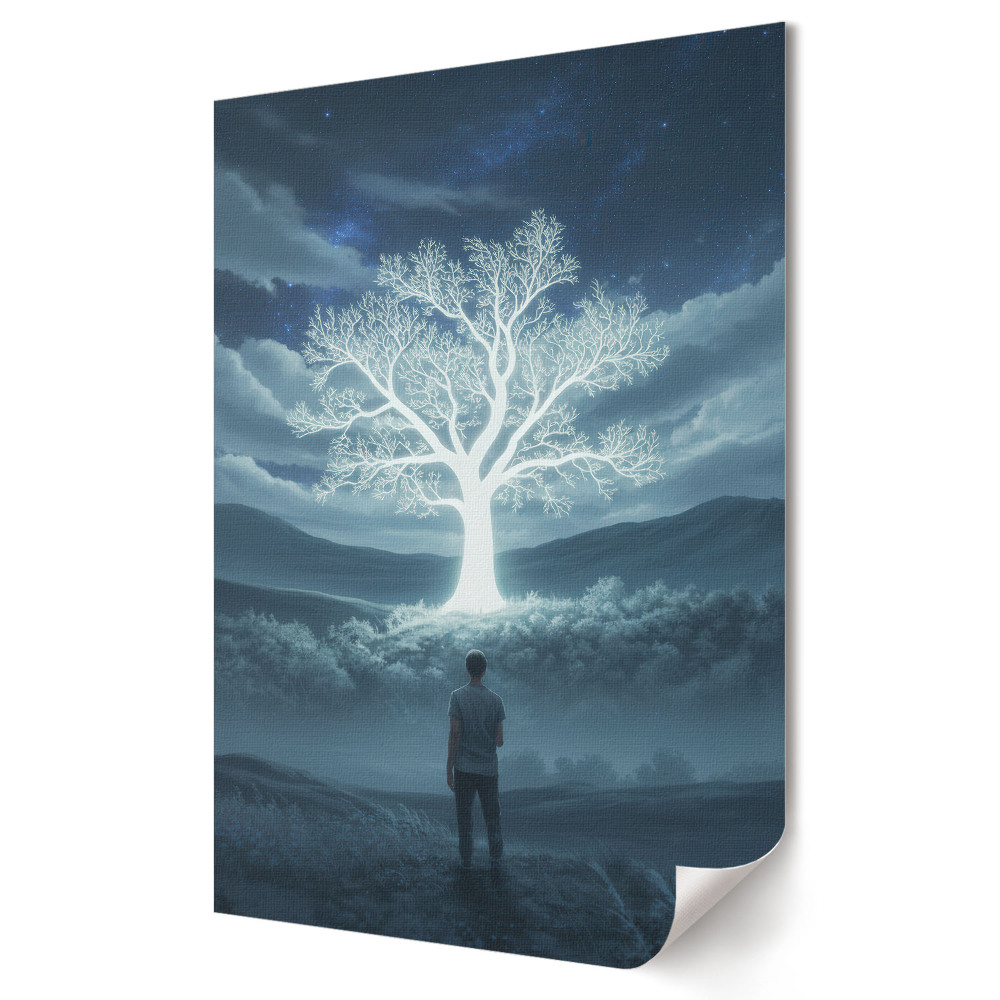 Plakat na materiale polycanvas Magiczny świat podświetlonego drzewa