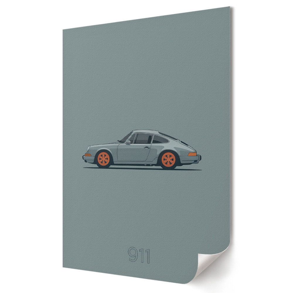 Plakat na materiale polycanvas Stylowe Porsche 911 w minimalistycznym designie