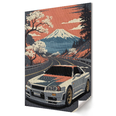 Plakat na materiale polycanvas Japońska legenda na tle górskiej scenerii