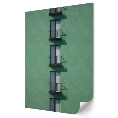 Plakat na materiale polycanvas Zielona elewacja z balkonami w pionie