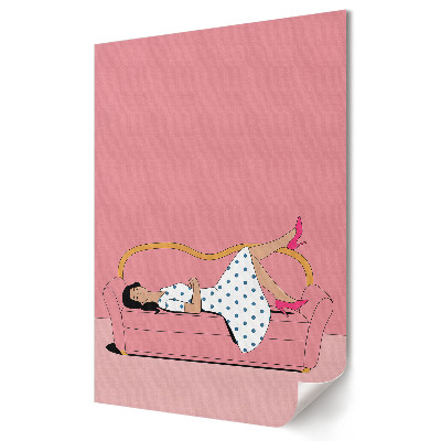 Stylowy plakat na ścianę Relaks w stylu retro na kanapie