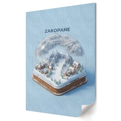 Plakat na materiale polycanvas Zimowa sceneria Zakopanego w szkle