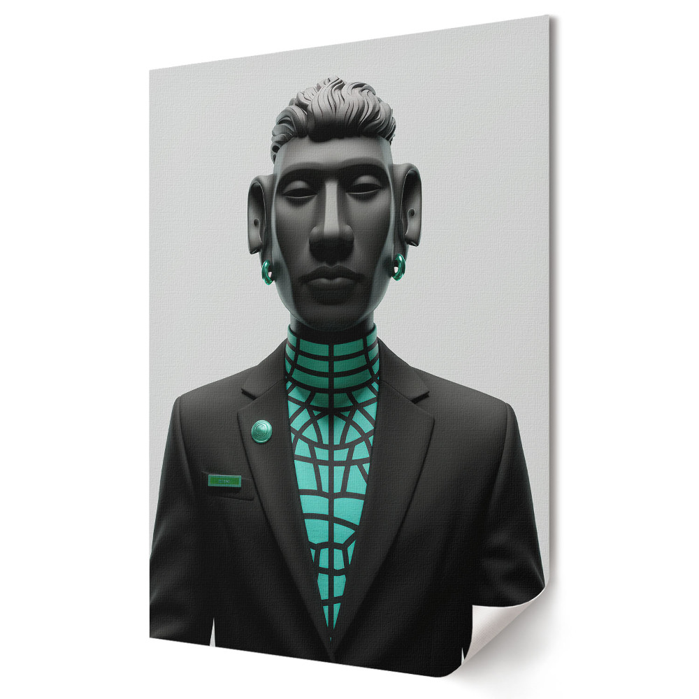 Plakat na materiale polycanvas Futurystyczny portret w stylu cyberpunkowym