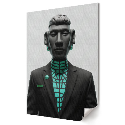 Plakat na materiale polycanvas Futurystyczny portret w stylu cyberpunkowym