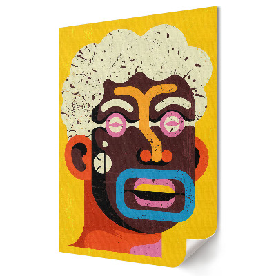 Nowoczesny plakat dekoracyjny Kolorowy portret z afro i okularami