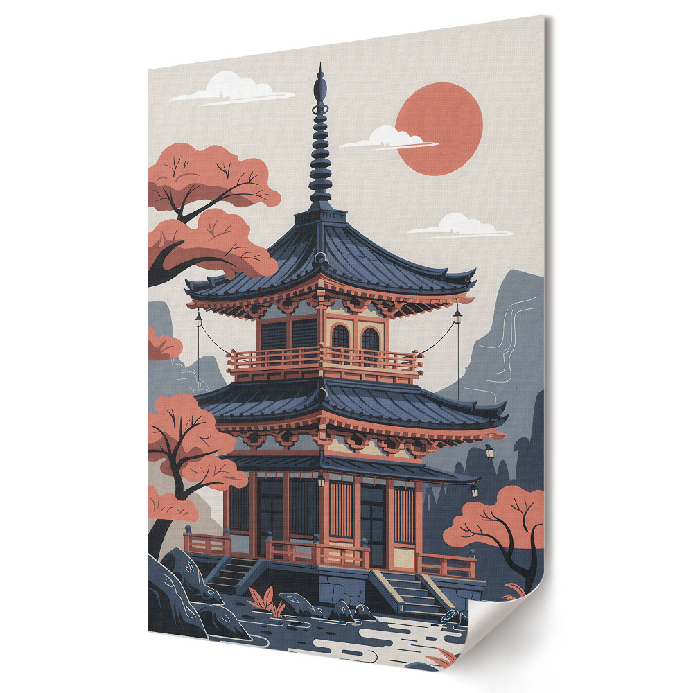 Nowoczesny plakat dekoracyjny Spokój w japońskim krajobrazie zen