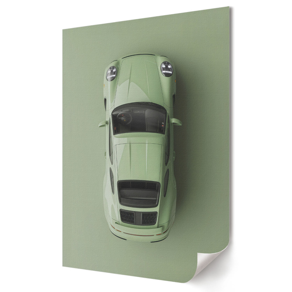 Plakat na materiale polycanvas Elegancki zielony samochód sportowy z góry