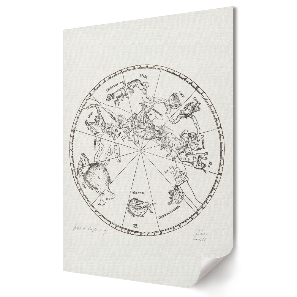 Plakat na materiale polycanvas z mapą konstelacji i znaków zodiaku