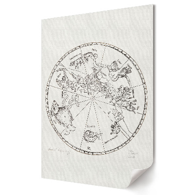 Plakat na materiale polycanvas z mapą konstelacji i znaków zodiaku