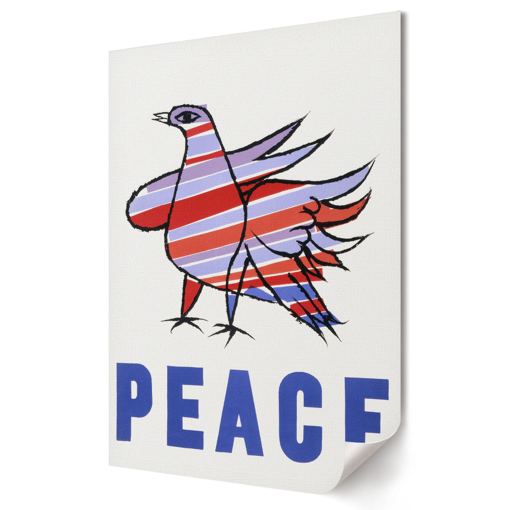 Plakat na materiale polycanvas Gołąb pokoju w kolorowych paskach