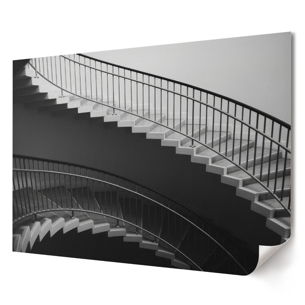 Plakat ścienny premium Elegancja krętych schodów w monochromie