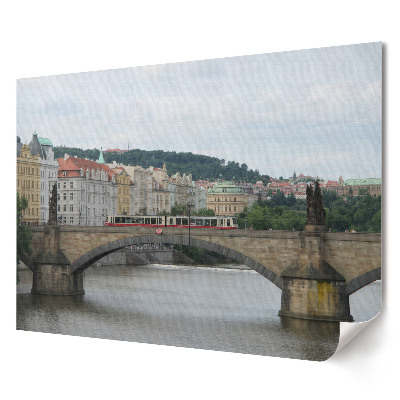 Elegancki plakat do salonu przedstawiający Most Karola w Pradze nad rzeką Wełtawą