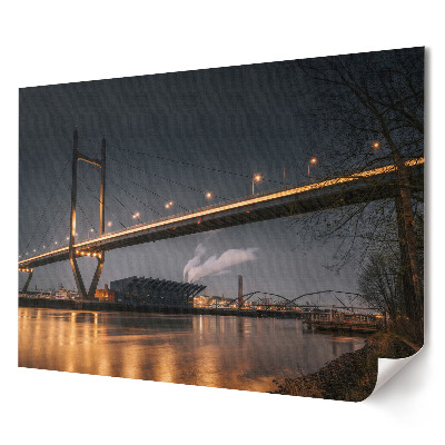 Elegancki plakat do salonu Most w nocnym krajobrazie miasta