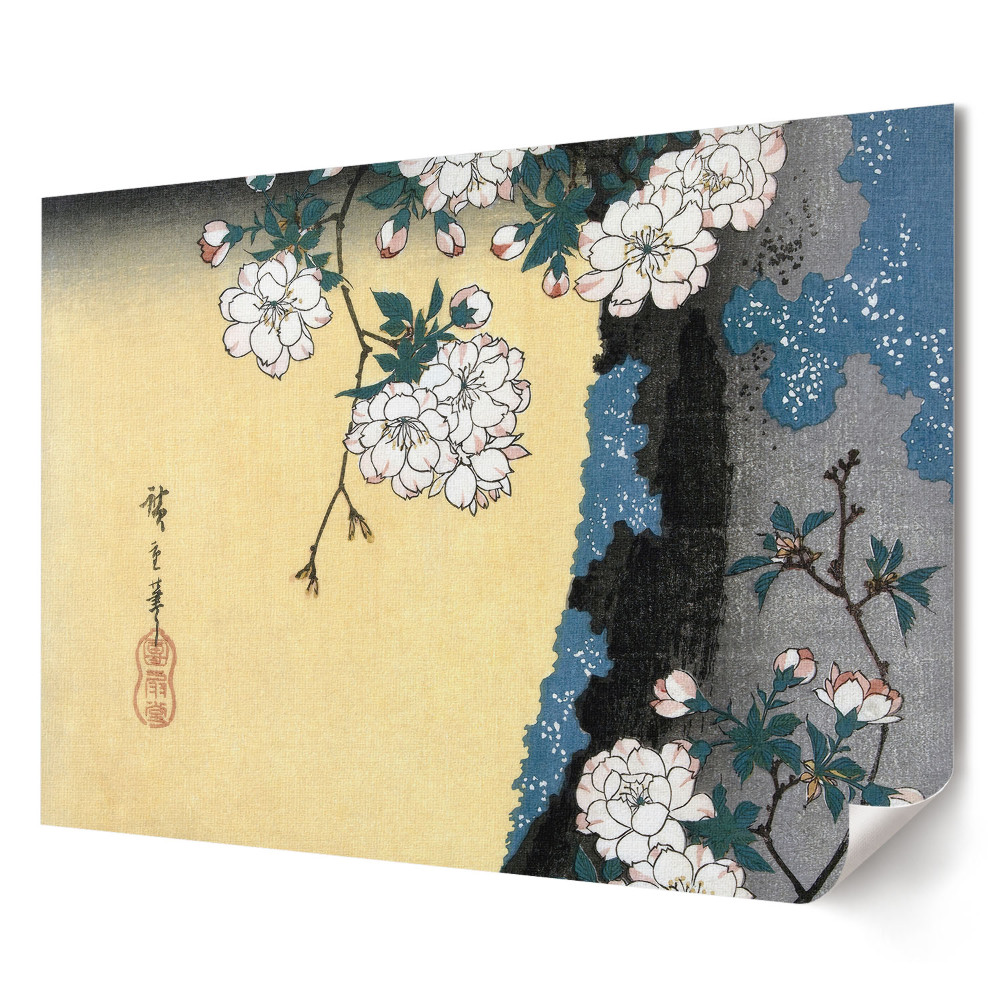 Plakat ścienny premium Kwiaty w wiosennym pejzażu Japonii