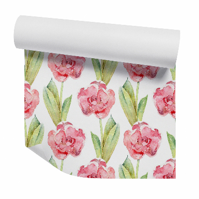 Tapeta Akwarela czerwone piękne kwiaty