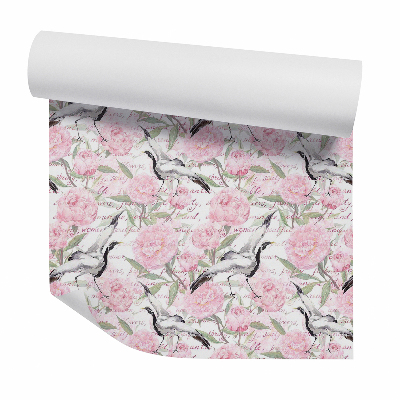 Tapeta Ptaki wśród różowych kwiatów