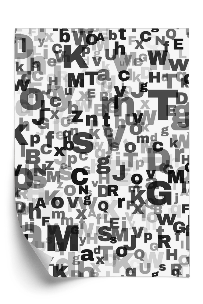 Tapeta Powtarzalne tło alfabet czarno-biały