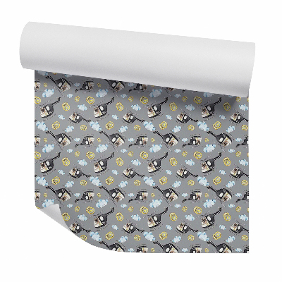 Okleina samoprzylepna na ścianę Policyjny helikopter w chmurach rysowany