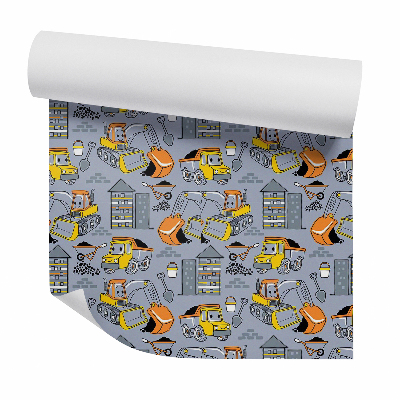 Okleina samoprzylepna na ścianę Maszyny budowlane śmieszne żółte