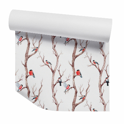 Okleina ścienna Dekoracyjne czerwone ptaki na gałęziach drzew