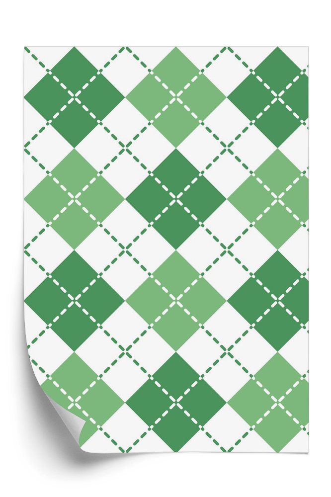 Tapeta Zielono biały wzór w kratę