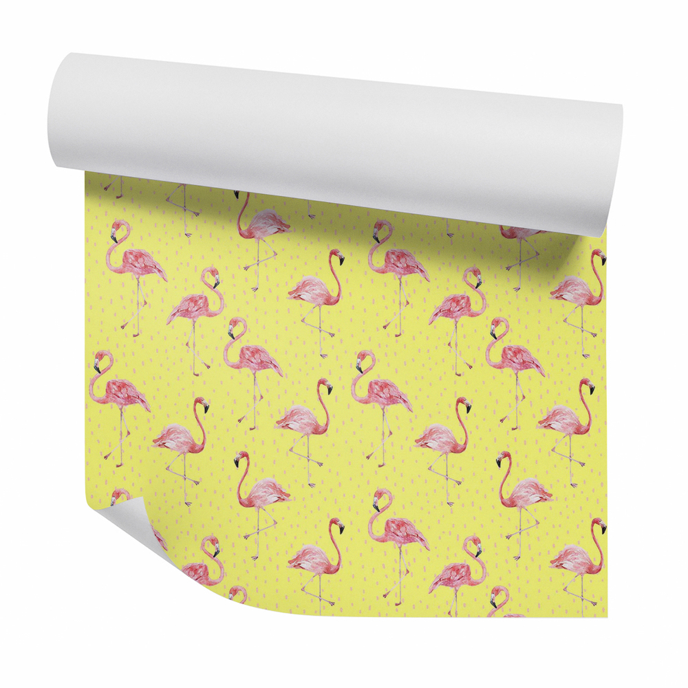 Tapeta Pastelowe flamingi na żółtym tle