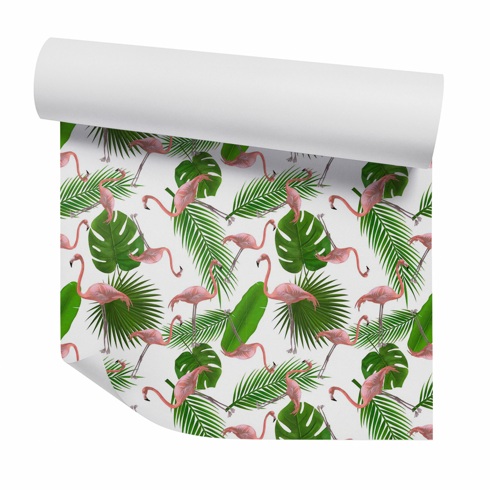 Okleina samoprzylepna na ścianę Flamingi liście tropikalne