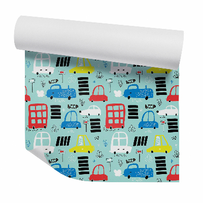 Okleina samoprzylepna na ścianę Samochody kolorwe znaki pasy