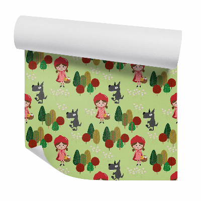 Okleina samoprzylepna na ścianę Czerwony kapturek i wilk las