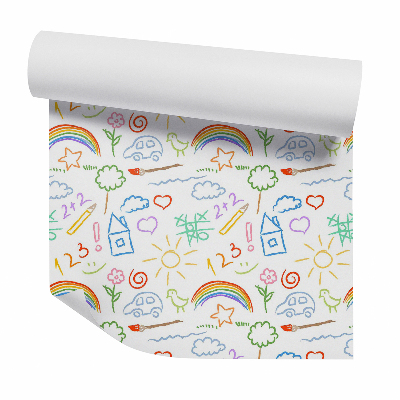 Okleina samoprzylepna na ścianę Rysunek dziecinny kolorowe kredki