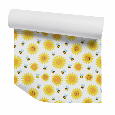 Okleina samoprzylepna na ścianę Pszczółka kwiaty żółte