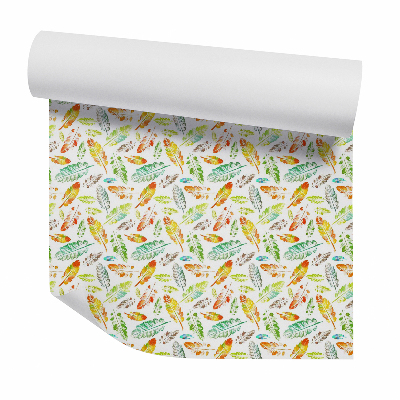 Tapeta Pomarańczowo-zielone pióra akwarela