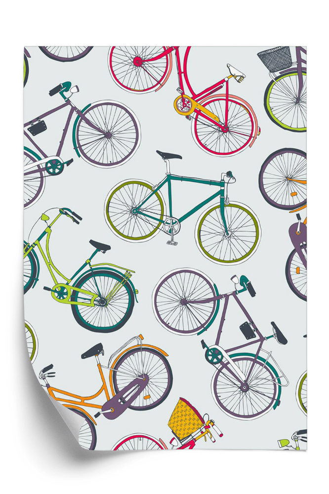 Tapeta Ręcznie rysowane kolorowe rowery