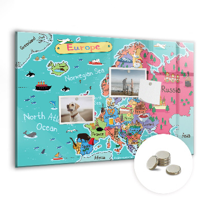 Tablica magnetyczna dla dzieci Zabawna mapa europy